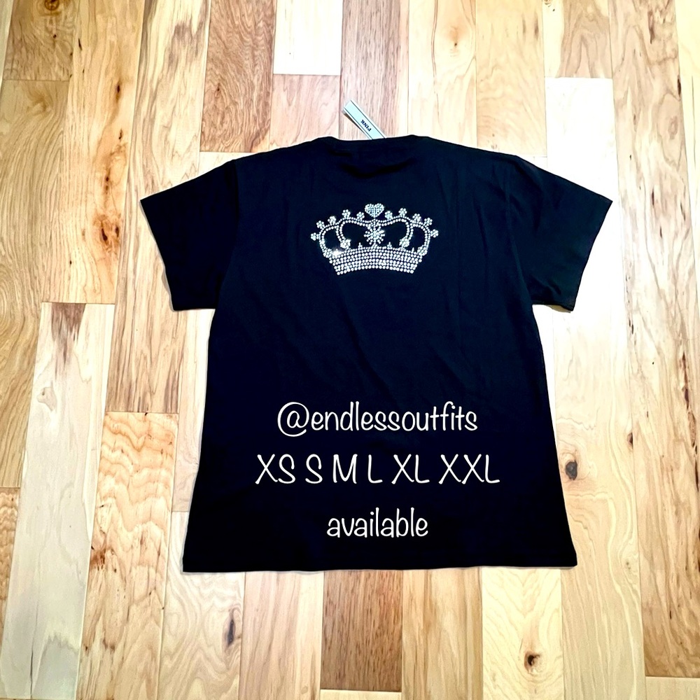 VS PINK LIMITED EDITION BLING BLACK CAMPUS TEE
